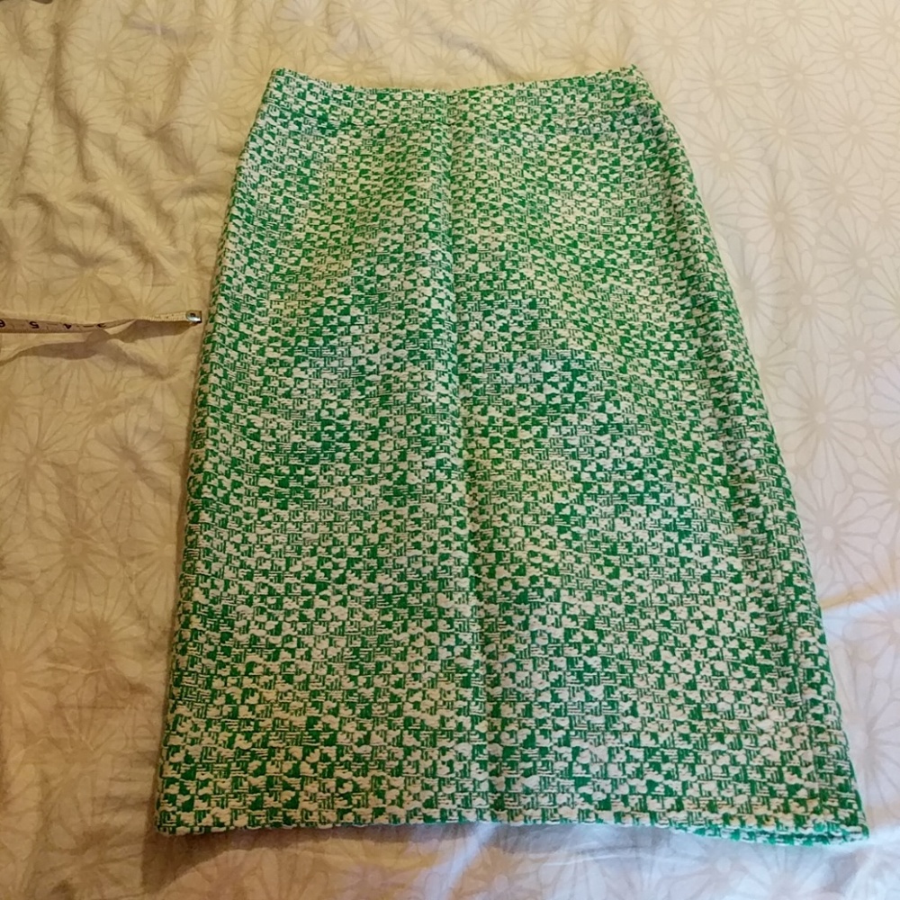 J crew - green and white pencil skirt